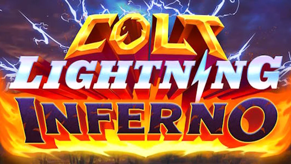 Grafis visual bertema api dan kilat pada permainan slot Colt Lightning Inferno